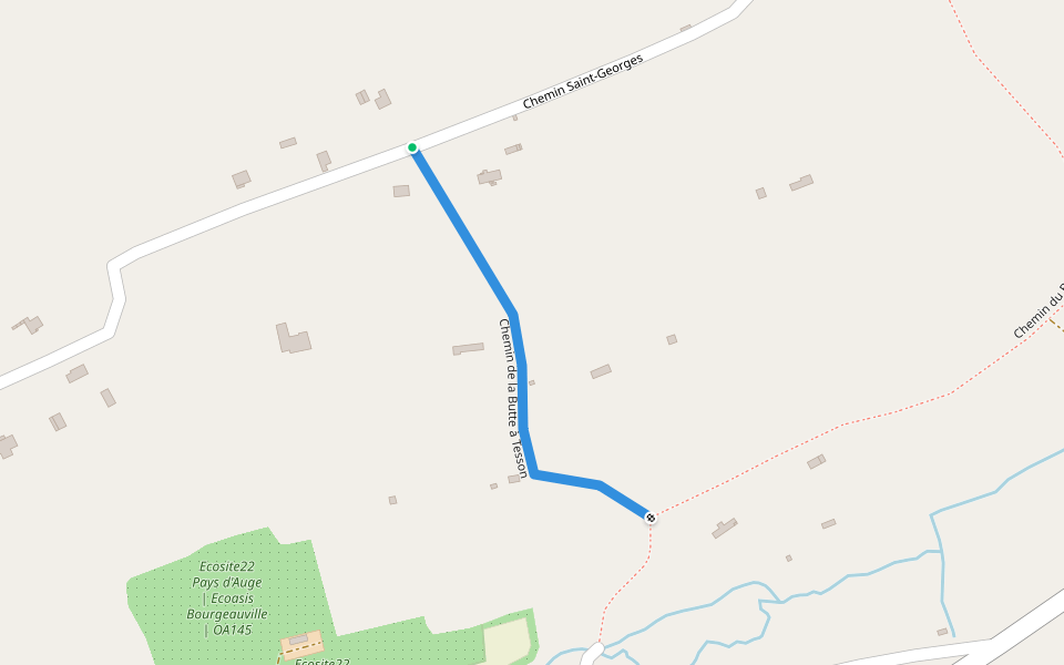 Chemin de la Butte à Tesson walking route map in Bourgeauville