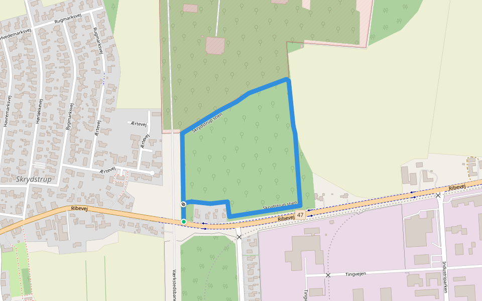 Skrydstrup stien walking route map in Vojens