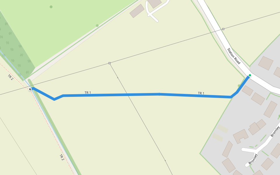 TR 1 walking route map in Long Marston