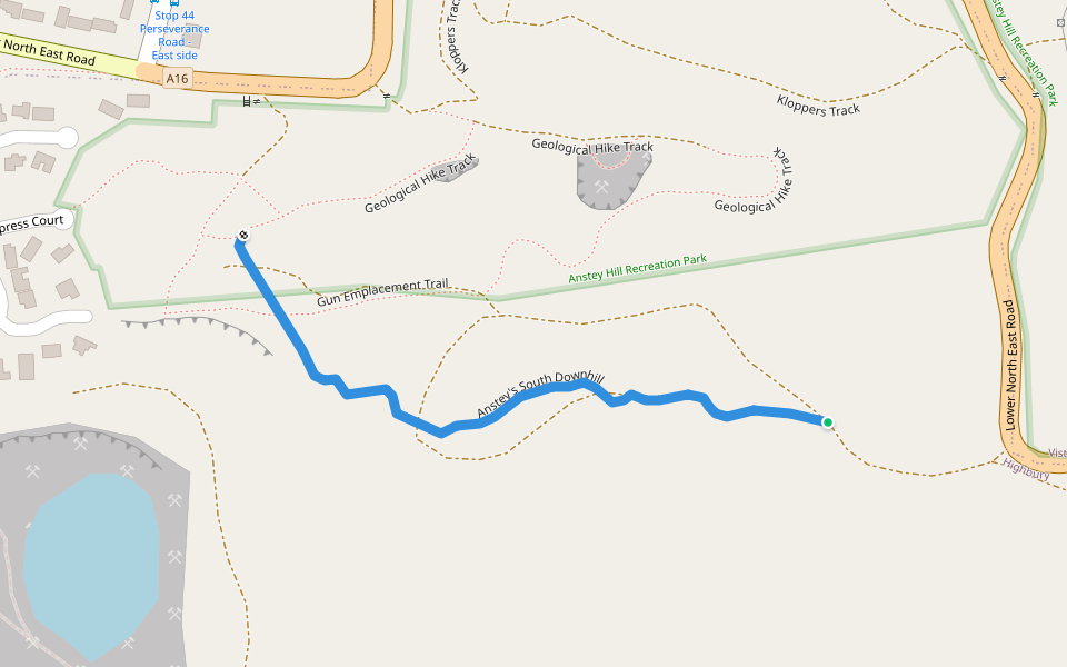 Anstey's South Downhill walking route map in Highbury
