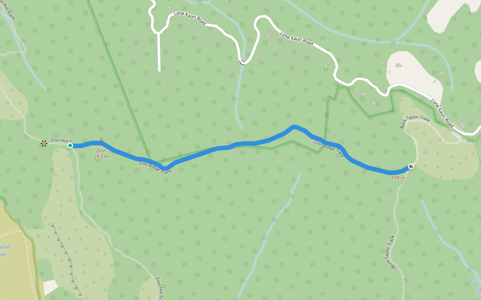 Zion Ridge Track walking route map in Karekare