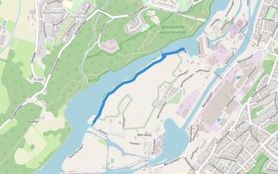 Kärlekens stig walking route map in Trollhättan
