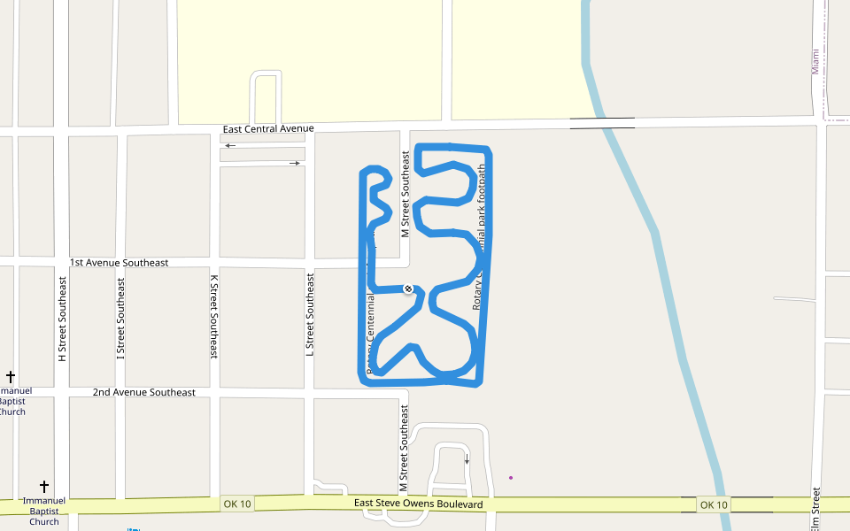 Rotary Centennial park footpath walking route map in Miami