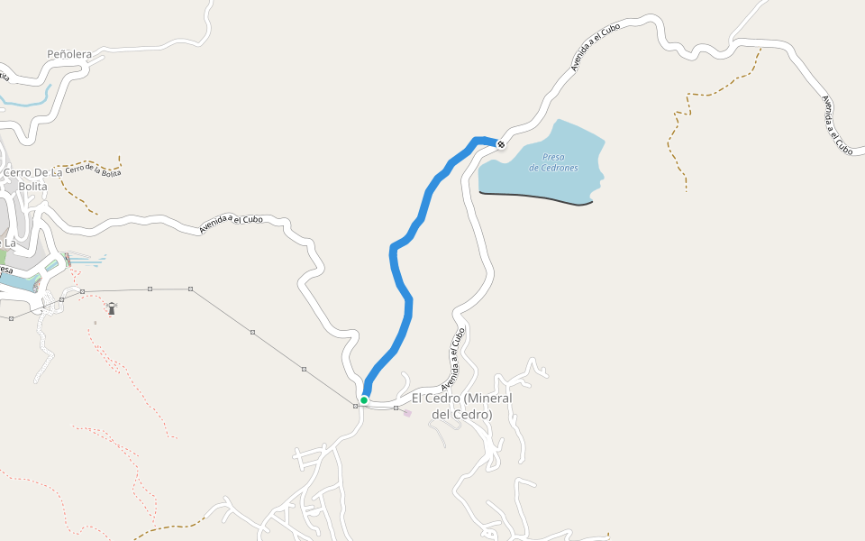 Senderp a Cedrones walking route map in El Cedro