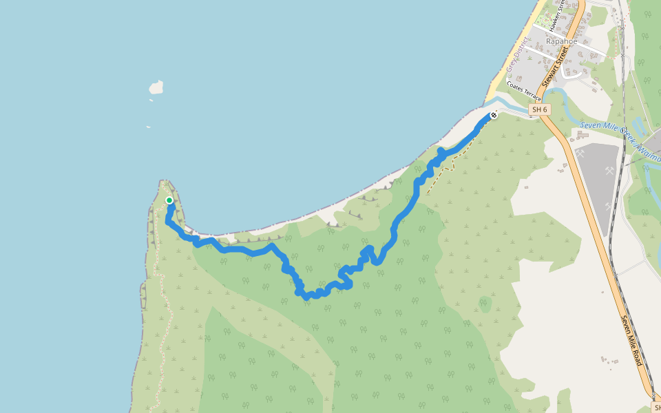 Point Elisabeth Walkway walking route map in Greymouth