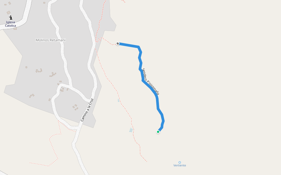 Sendero P'isicomaña walking route map in Calchani