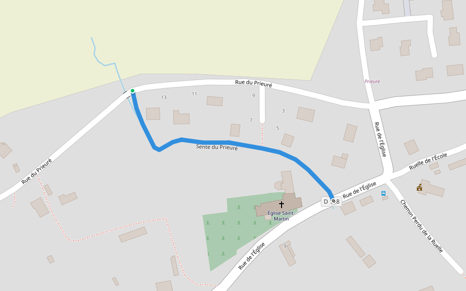 Sente du Prieuré walking route map in Crasville-la-Rocquefort