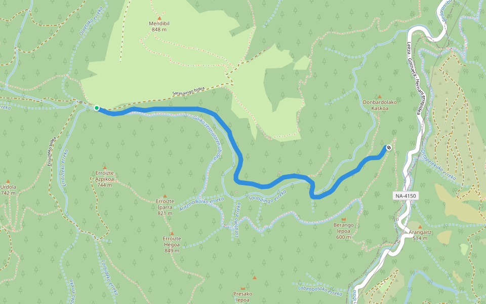 Donbardolako bidea walking route map in Leitza