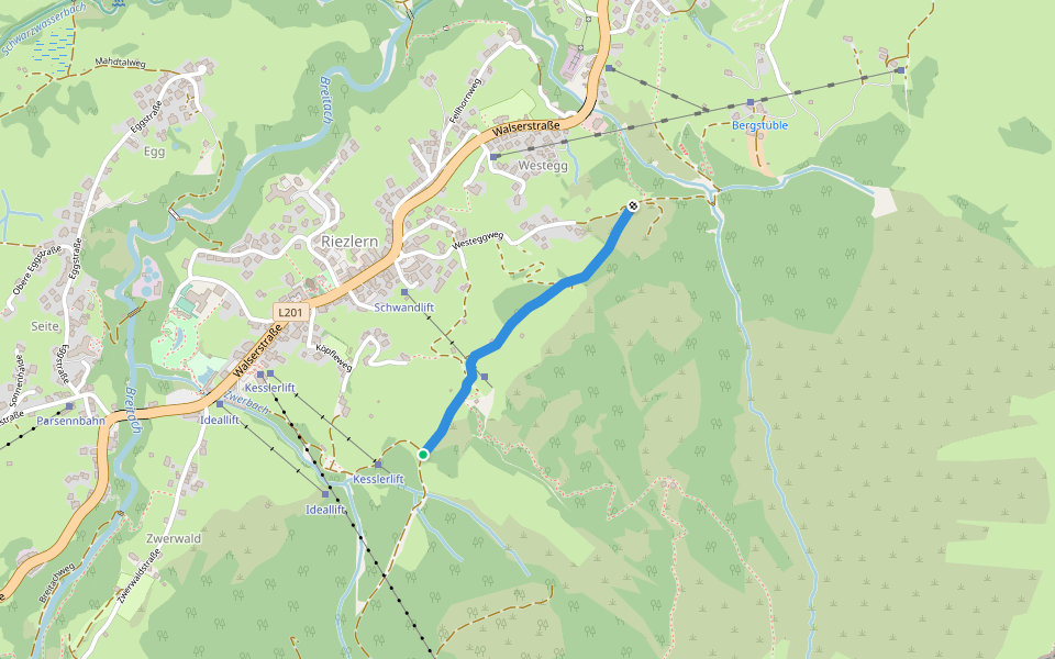 Riezler Höhenweg walking route map in Riezlern