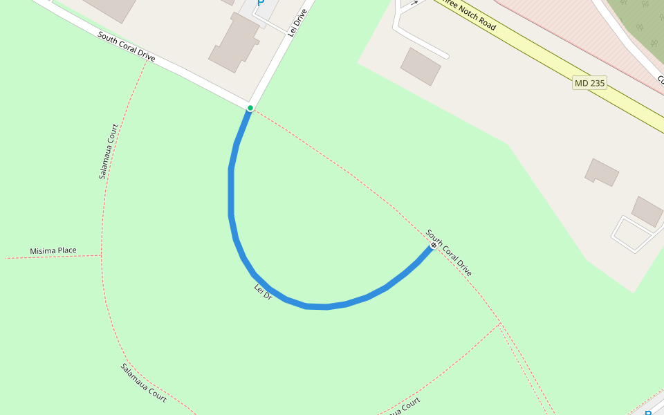 Lei Dr walking route map in Lexington Park