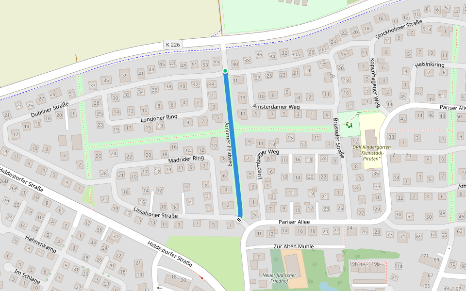 Arnumer Feldweg walking route map in Pattensen