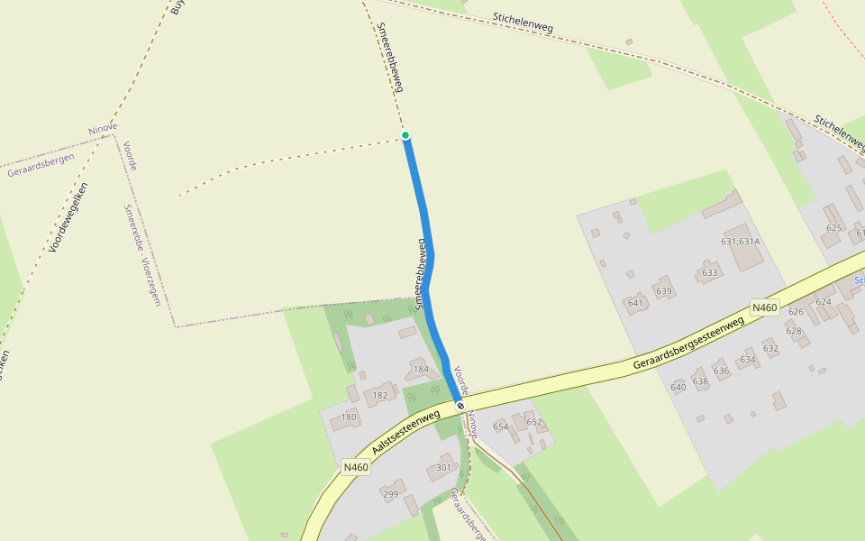 Smeerebbeweg walking route map in Ninove