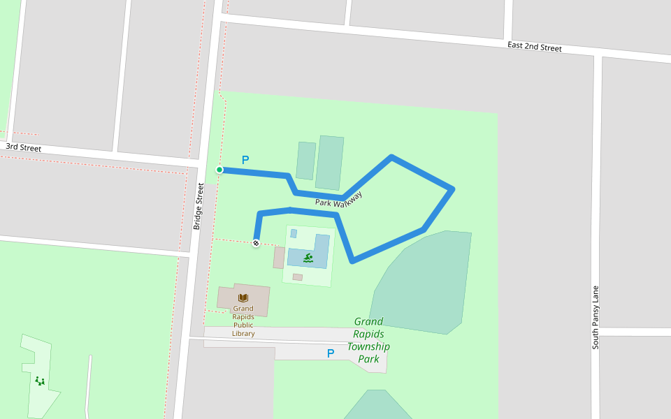 Park Walkway walking route map in Grand Rapids