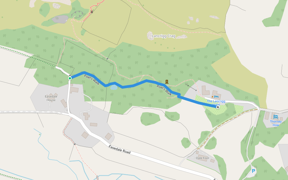 Poet’s Walk walking route map in Grasmere