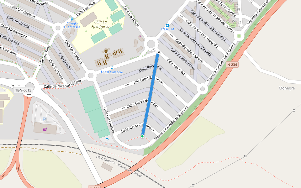 Paseo de los Picos walking route map in Teruel
