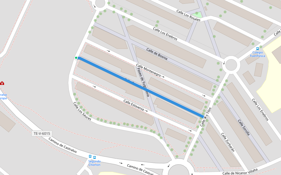 Calle Croacia walking route map in Teruel