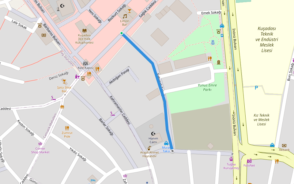 Sabucalı Sokağı walking route map in Kuşadası