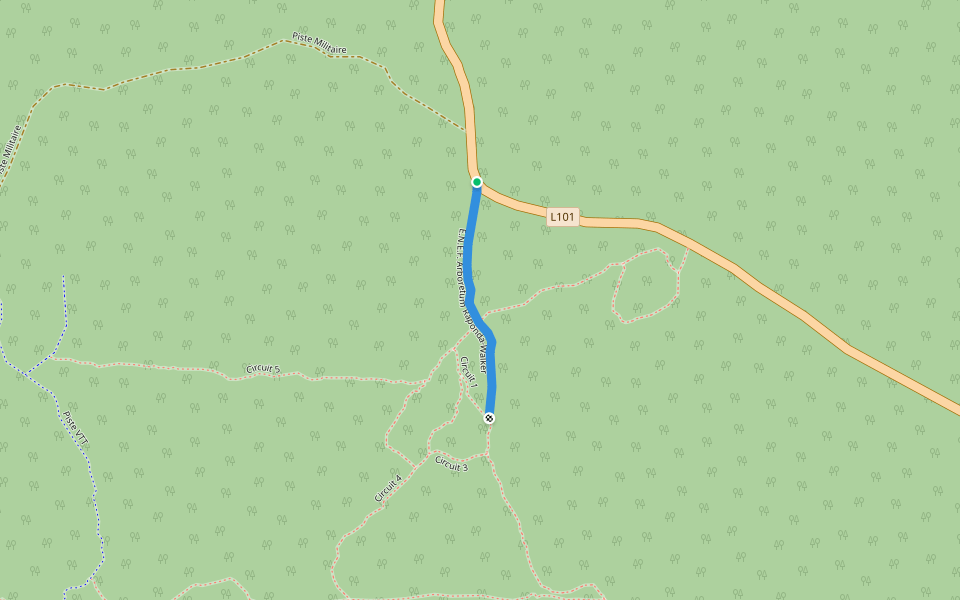 E.N.E.F. Arboretum Raponda-Walker walking route map in AKANDA