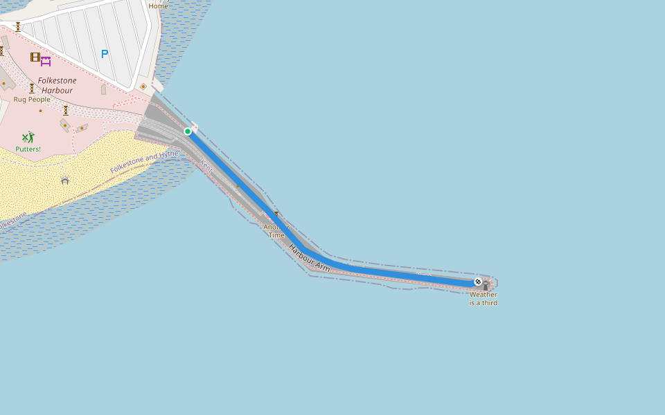 Harbour Arm walking route map in Folkestone