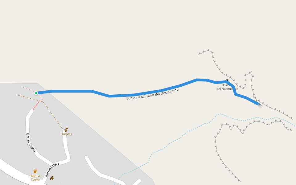 Subida a la Cueva del Nacimiento walking route map in Vega del Codorno