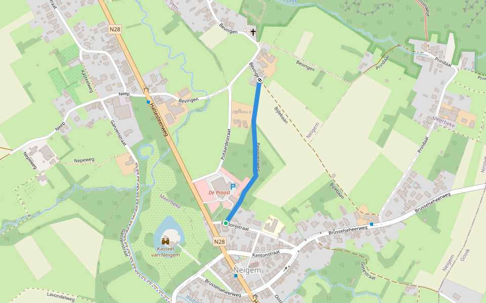 Bevingenweg walking route map in Ninove