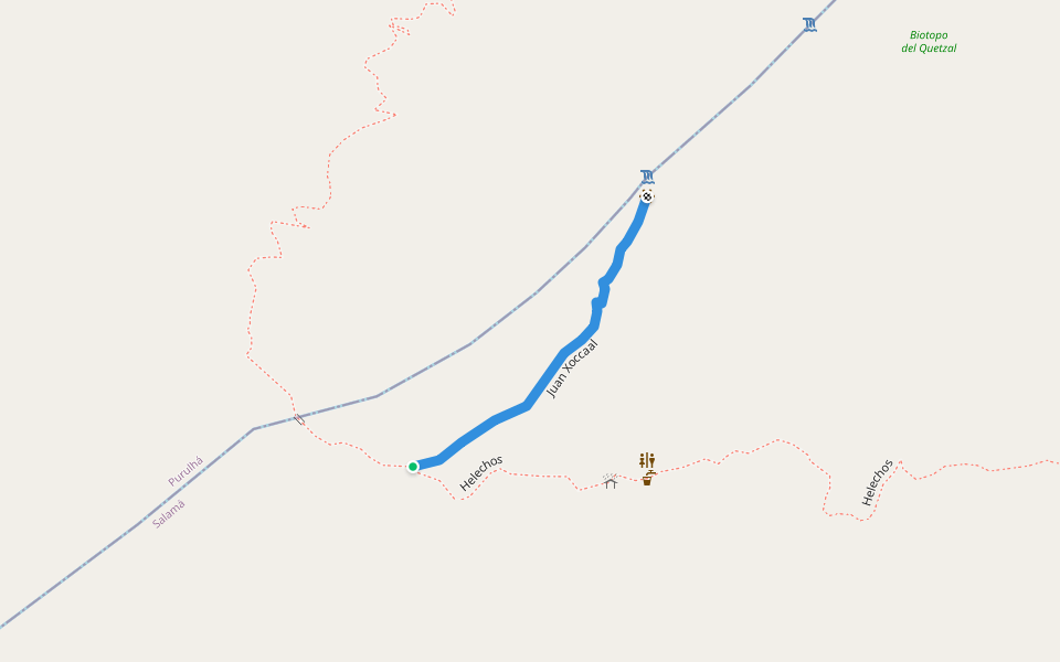 Juan Xoccaal walking route map in Purulha