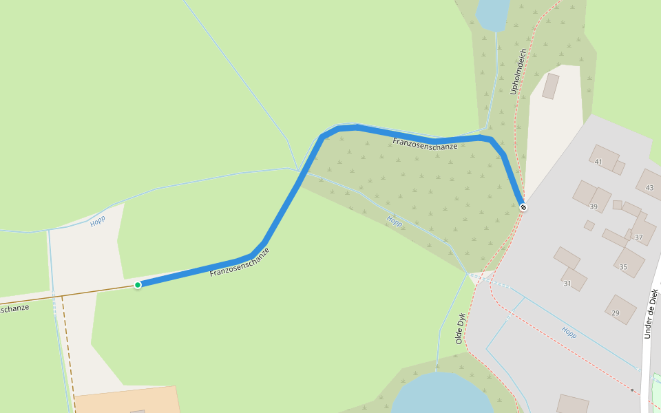 Franzosenschanze walking route map in Borkum