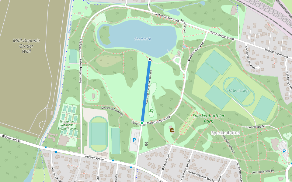 Allee der heilenden Bäume walking route map in Bremerhaven