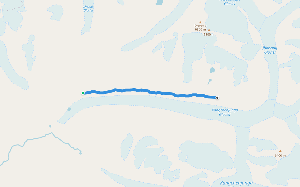 Lhonak to Pangpema walking route map in Lelep