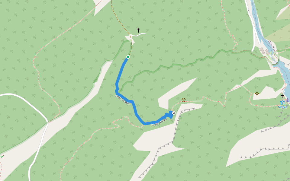 Sveta Nedela walking route map in Matka