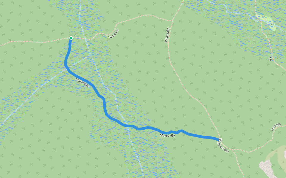 Marécage walking route map in Chouam