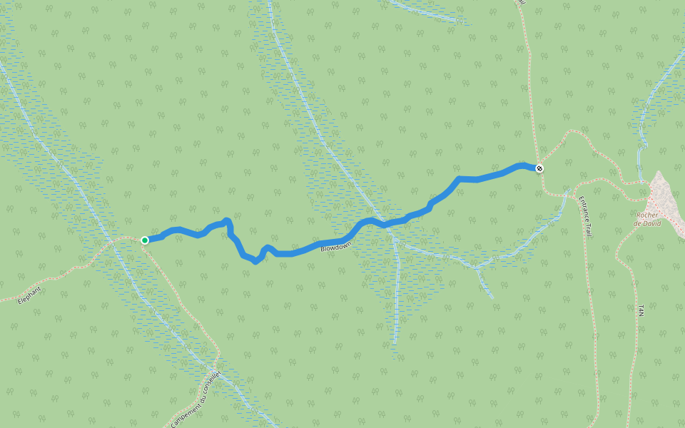 Blowdown walking route map in Nkolekoul