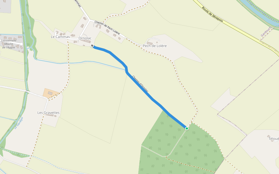 Chemin d'Ornolac walking route map in Gardouch