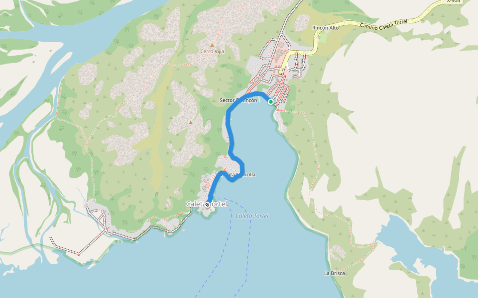 Pasarela Costanera walking route map in Tortel