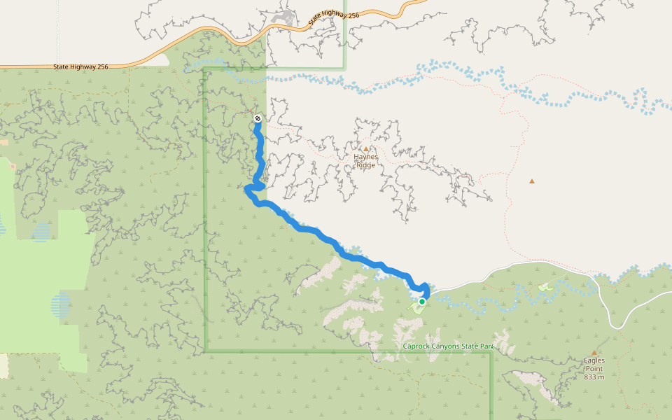 Trail A - Upper Canyon Trail walking route map in Quitaque