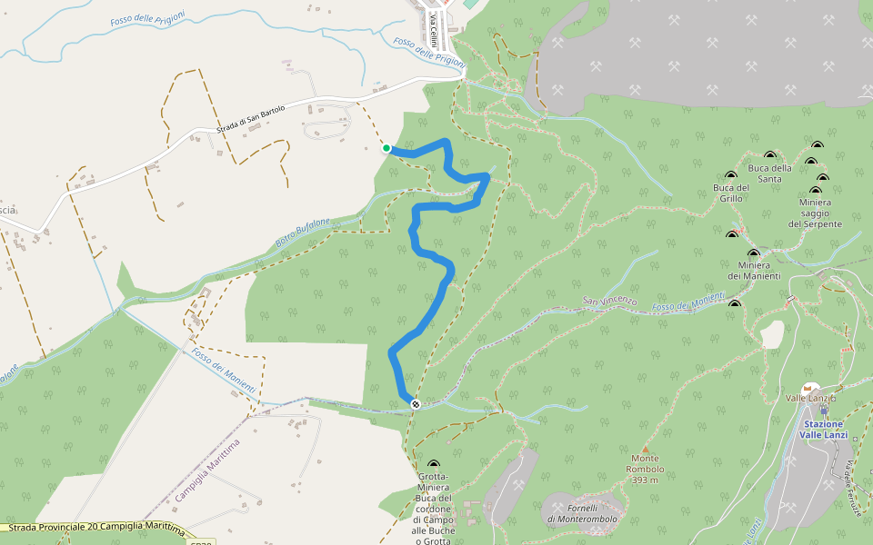 Corbezzolo walking route map in San Carlo