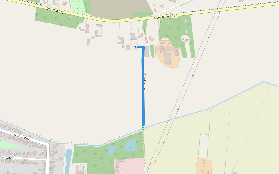 Obbekjærstien walking route map in Ribe