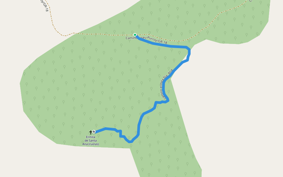 camino ermita Sta. Ana walking route map in Benabarre