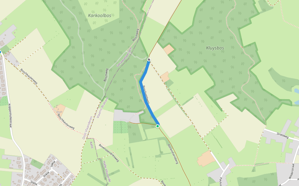 Boschveldweg walking route map in Galmaarden