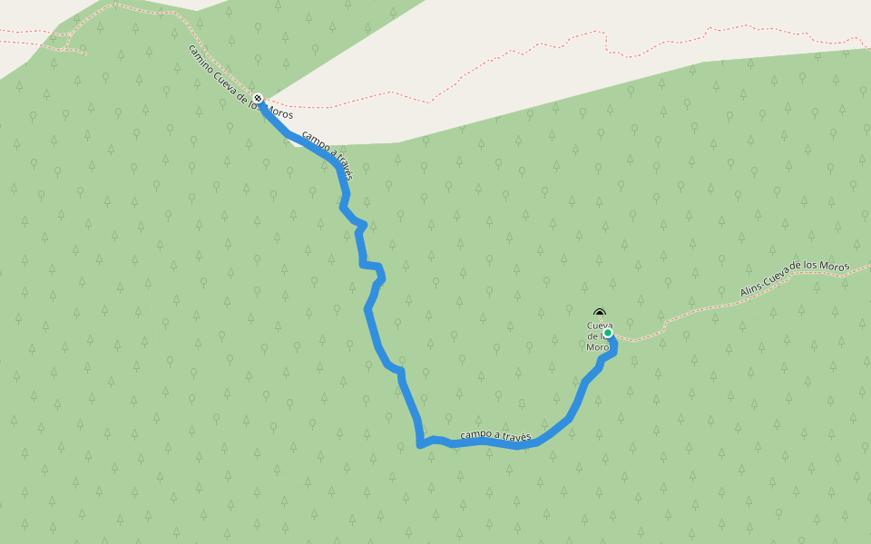 campo a través walking route map in Alins del Monte