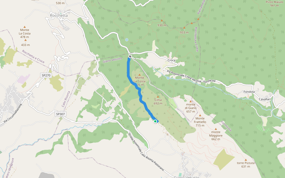 sentiero Rocciano - La Santella walking route map in Giano Vetusto