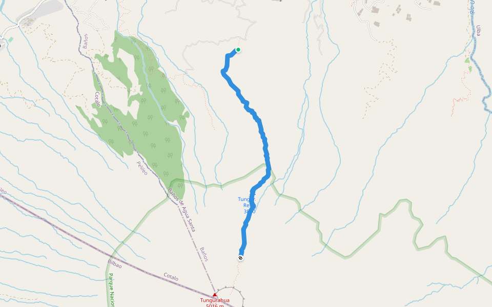 Sendero Los Orquideos walking route map in Banos