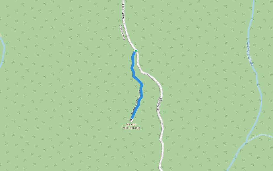 Sendero Valle Naranjo walking route map in Liberia