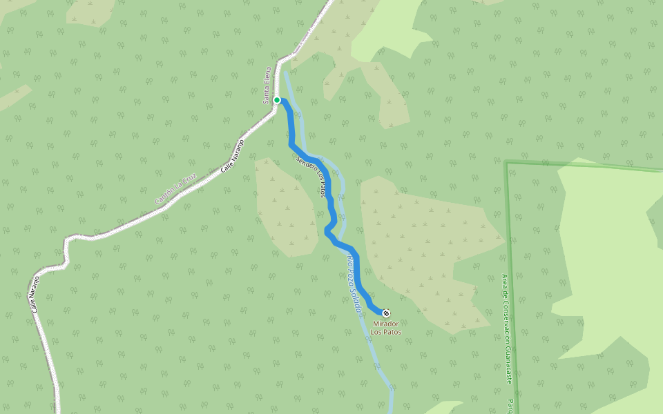 Sendero Los Patos walking route map in Liberia