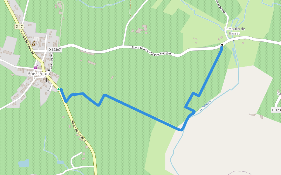 Sentier walking route map in Puisseguin