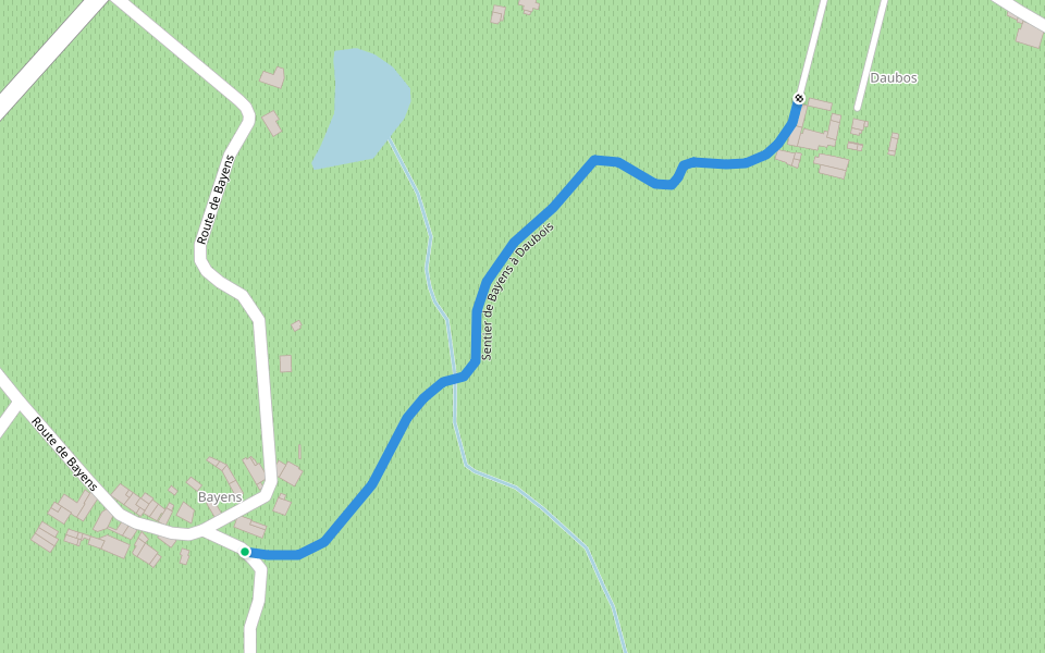 Sentier de Bayens à Daubois walking route map in Puisseguin