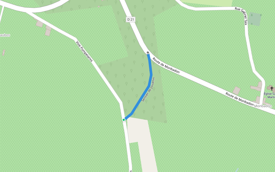 Sentier de Jouanin walking route map in Puisseguin