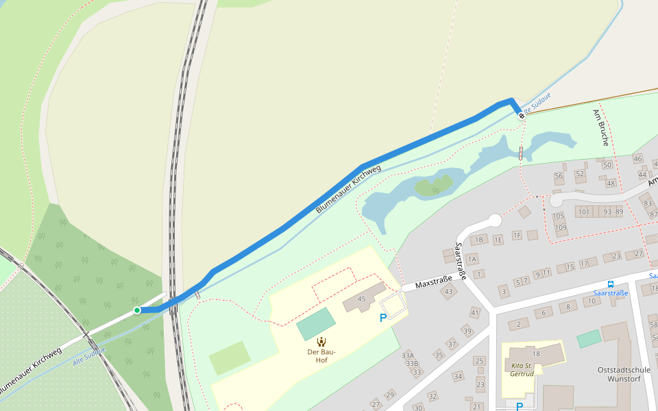 Blumenauer Kirchweg walking route map in Wunstorf