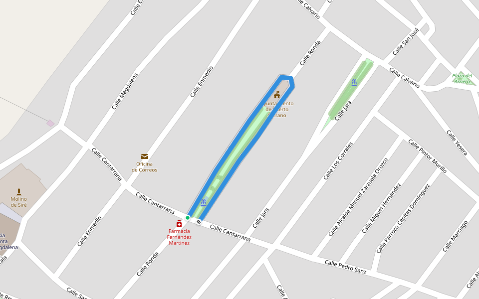 Calle Ronda walking route map in Puerto Serrano