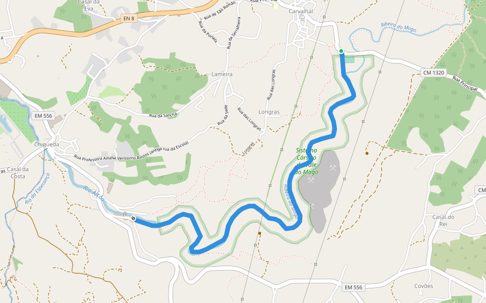 Trilho da Chiqueda 2.º Parte walking route map in Alcobaça
